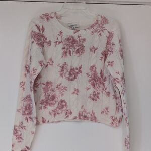 Francesa's Tara Pink Floral Knit Sweater Medium New with Tags